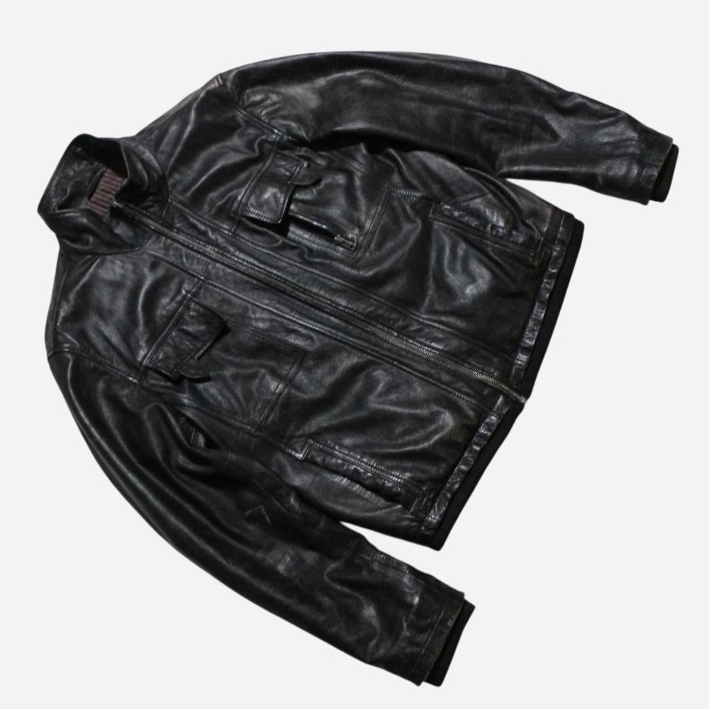 Mens Y2K Grunge Punk Biker Streetwear Brown Danier Leather Jacket